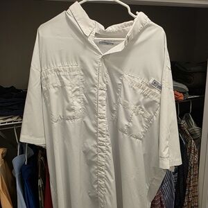 White Short Sleeve Button-Up Shirt